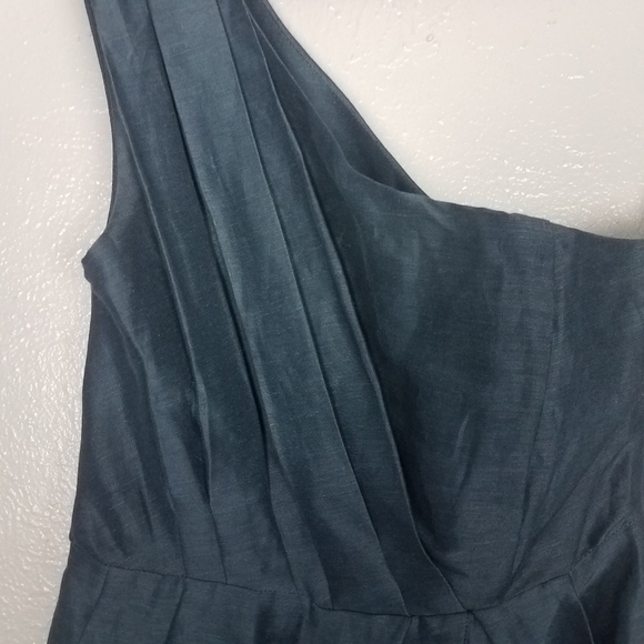CAnthropologie Va Et Vien Blue One Shoulder Silk Dress Size 0 - Picture 5 of 8